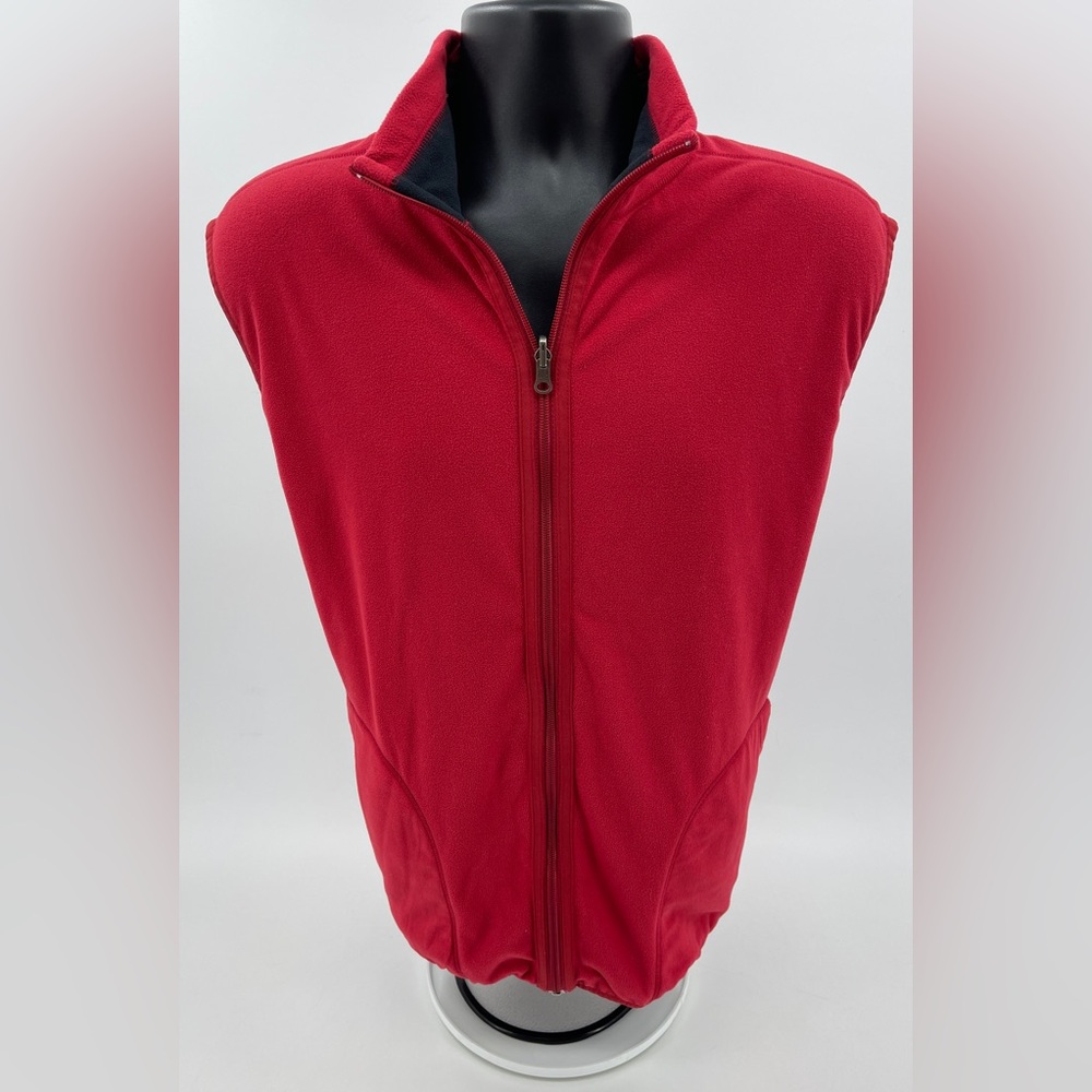 L.L.‎ Bean Dark Grey & Red Full Zip Fleece Reversible Vest Men’s Size Large L